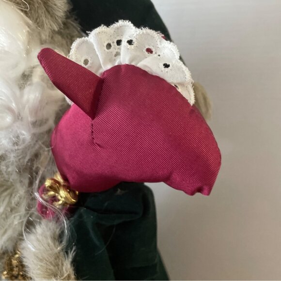 Vintage Santa Claus Figure Tree Topper Green Red Large 23 inch Expressive Face - Picture 6 of 8